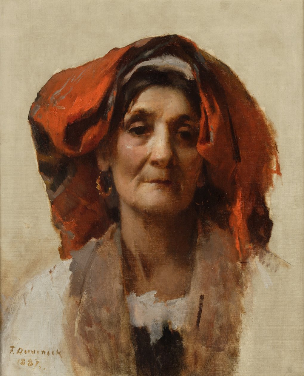 Bir İtalyan Kadının Başı, 1887 by Frank Duveneck