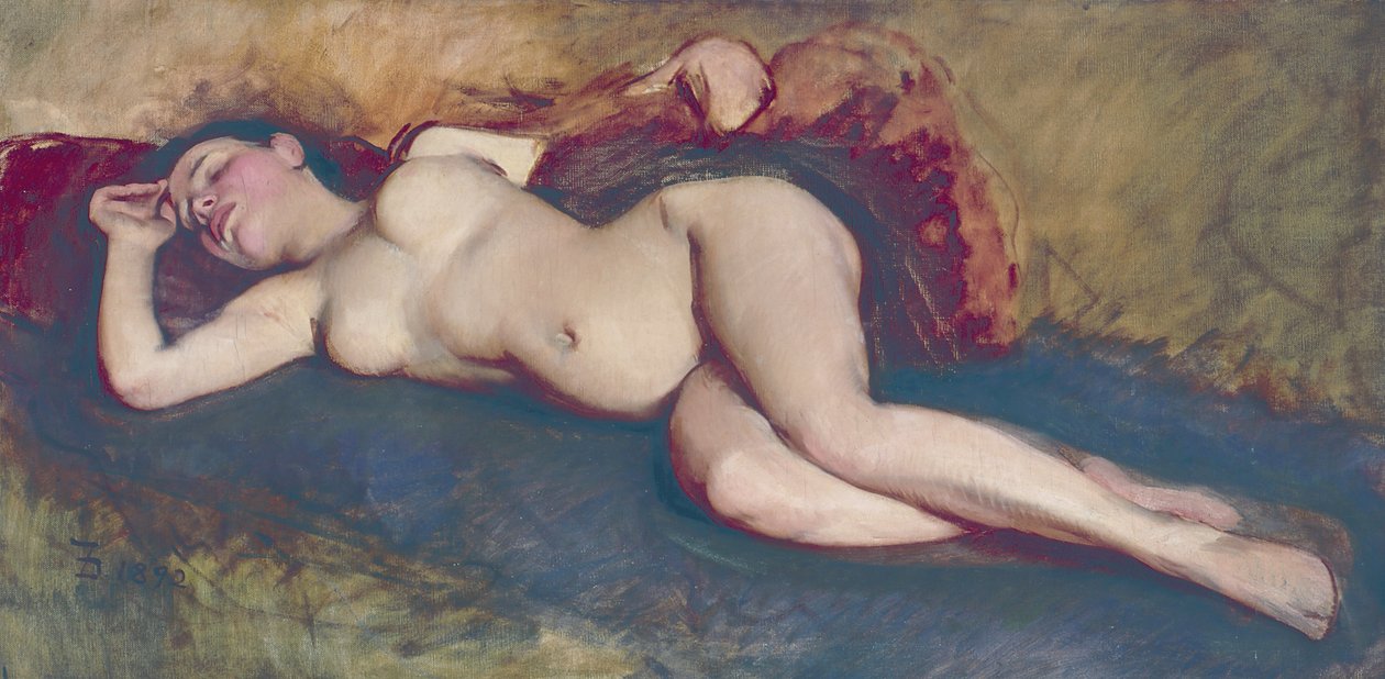 Uzanmış Çıplak (tuval üzerine yağlıboya) by Frank Duveneck