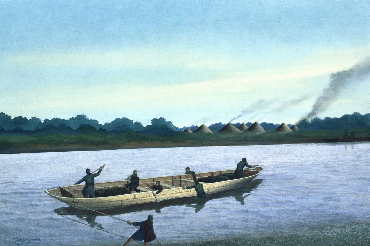 Thames Nehri üzerinde Bronz Çağı teknesi by Frank Gardiner