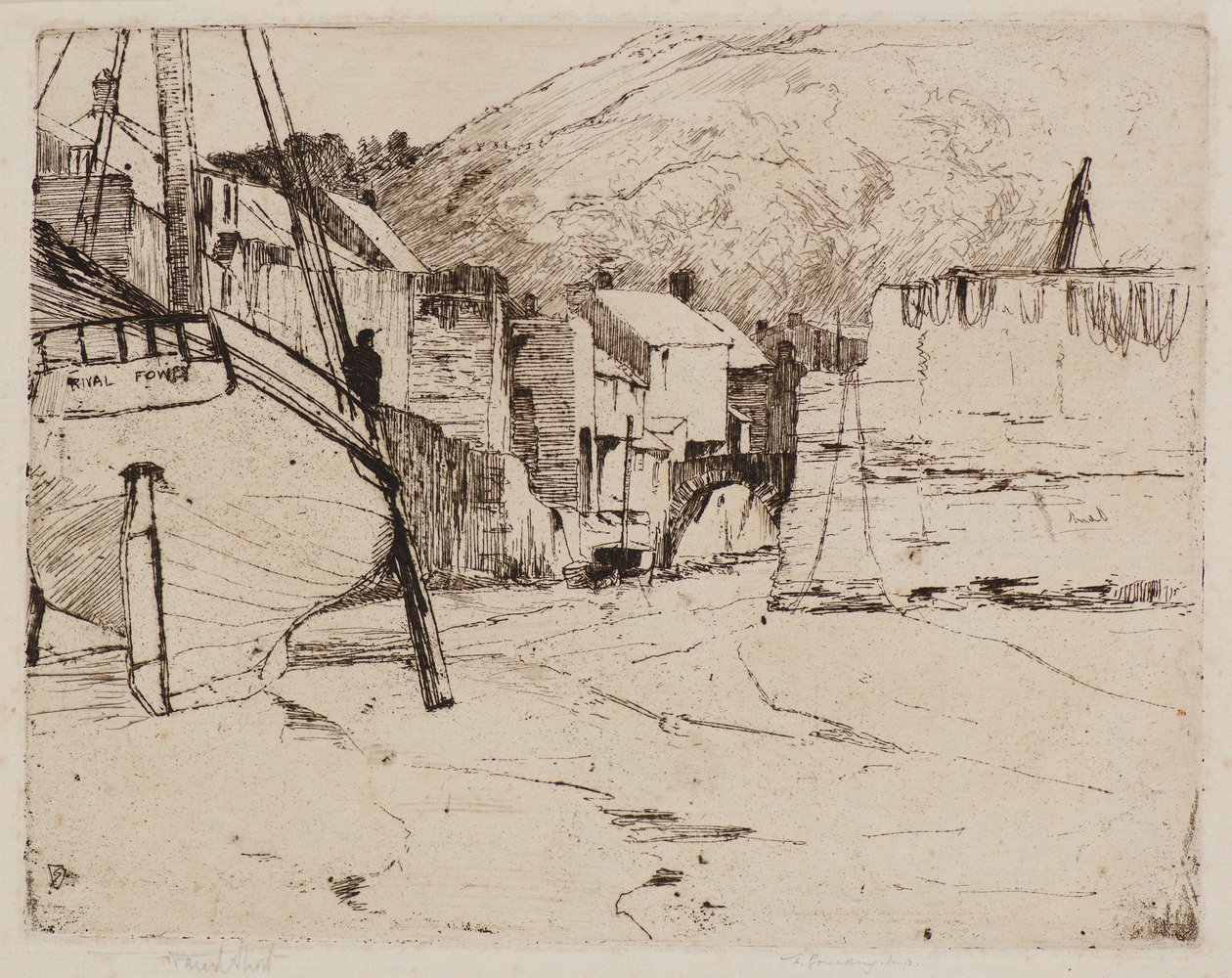 Köprülü Polperro Limanı (gravür) by Frank and Goulding Frederick Short