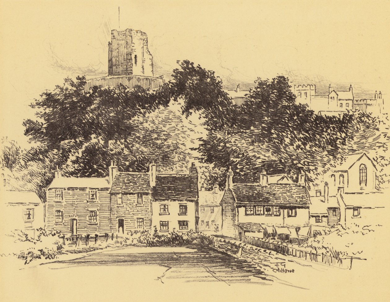 Clitheroe Kalesi (lito) by Frank Greenwood