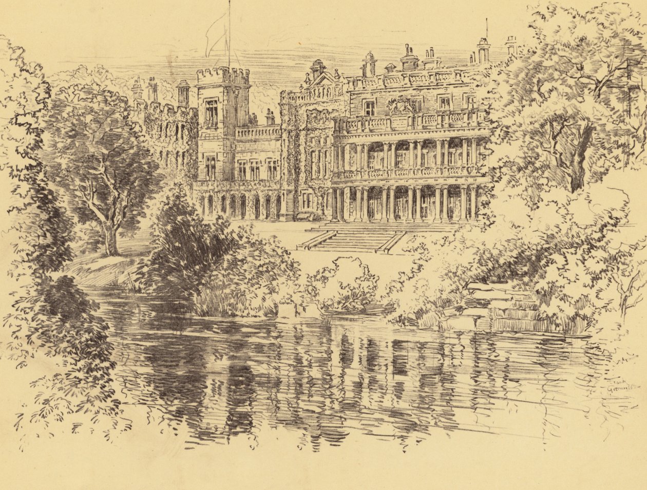 Knowsley Hall (lito) by Frank Greenwood