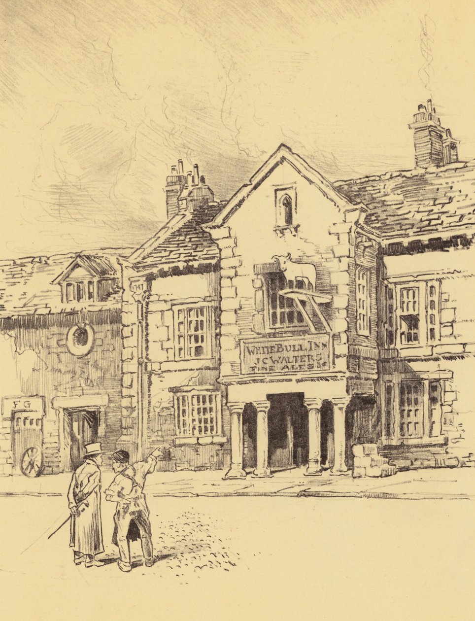 Ribchester, Eski Bir Han (taş baskı) by Frank Greenwood