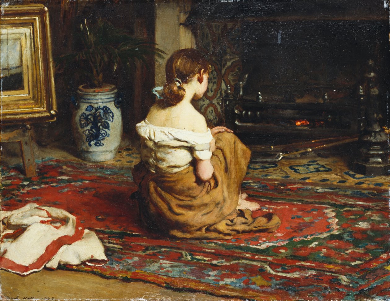 Şöminenin yanında, 1878 by Frank Holl