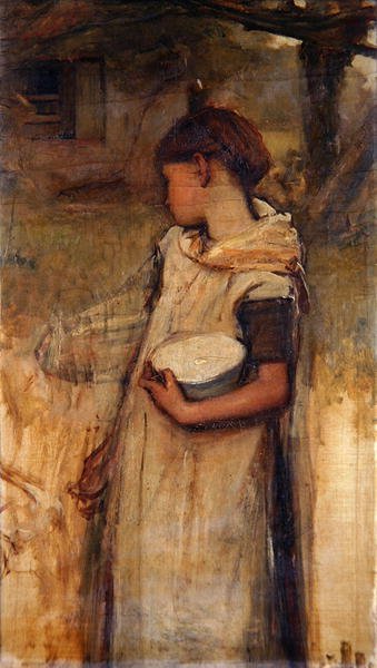 Çiçekli Kız (tuval üzerine yağlı boya) by Frank Holl