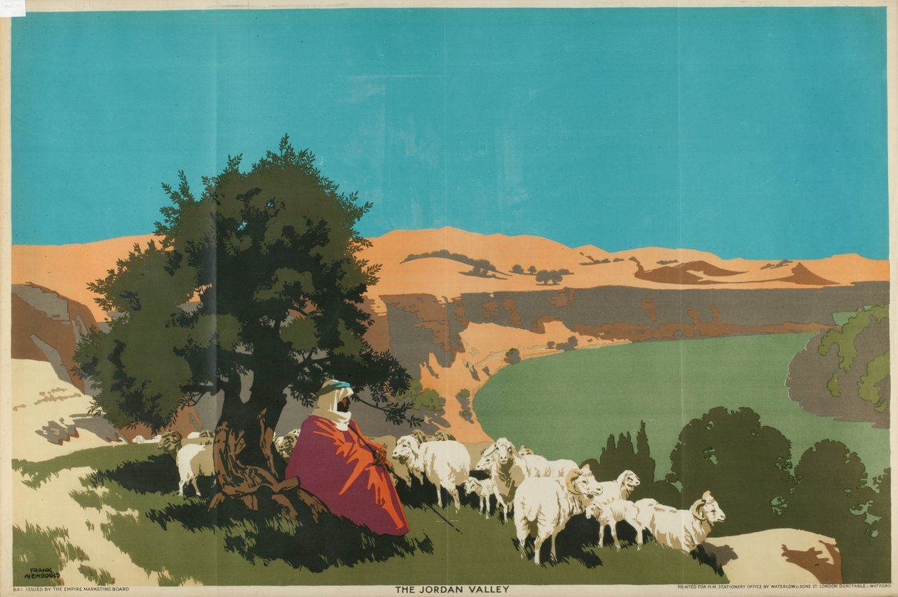 Ürdün Vadisi, 'Yafa Portakalları Satın Alın' serisinden (renkli lito) by Frank Newbould