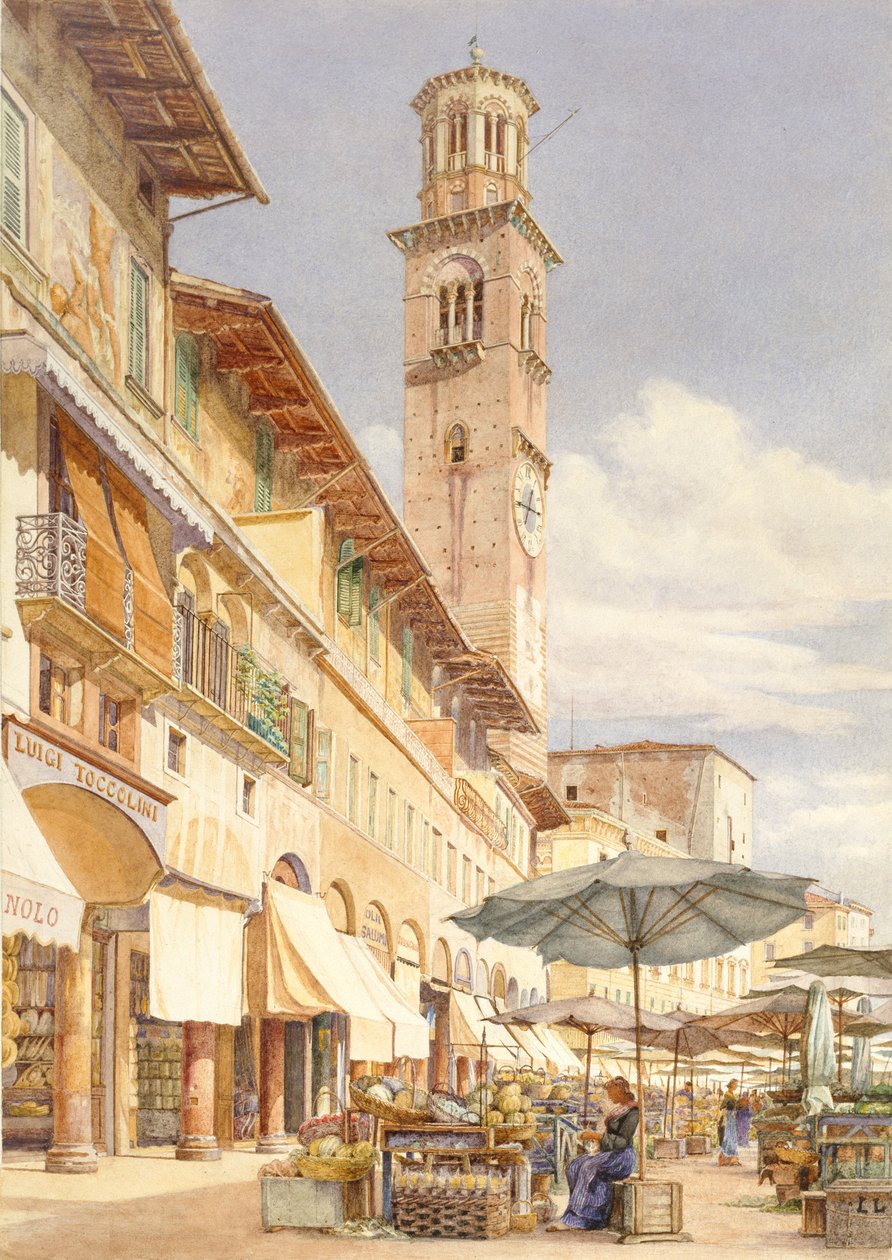 Piazza delle Erbe, Verona, Haziran - Eylül 1884 by Frank Randal