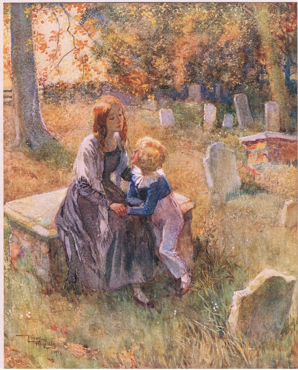 "Bizi bırakma, Nell, gökyüzü parlak olsa da. Bizi bırakma!", c.1920 (renkli taş baskı) by Frank Reynolds