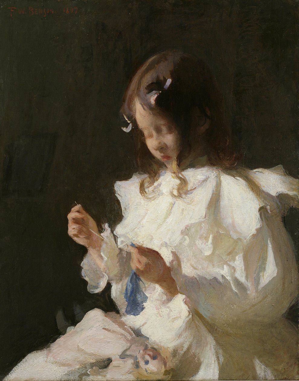 Dikiş diken bir çocuk portresi by Frank Weston Benson