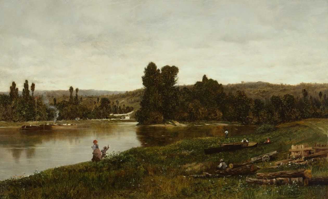 Nehir kenarındaki figürler (tuval üzerine yağlı boya) by Frank de Mesgrigny