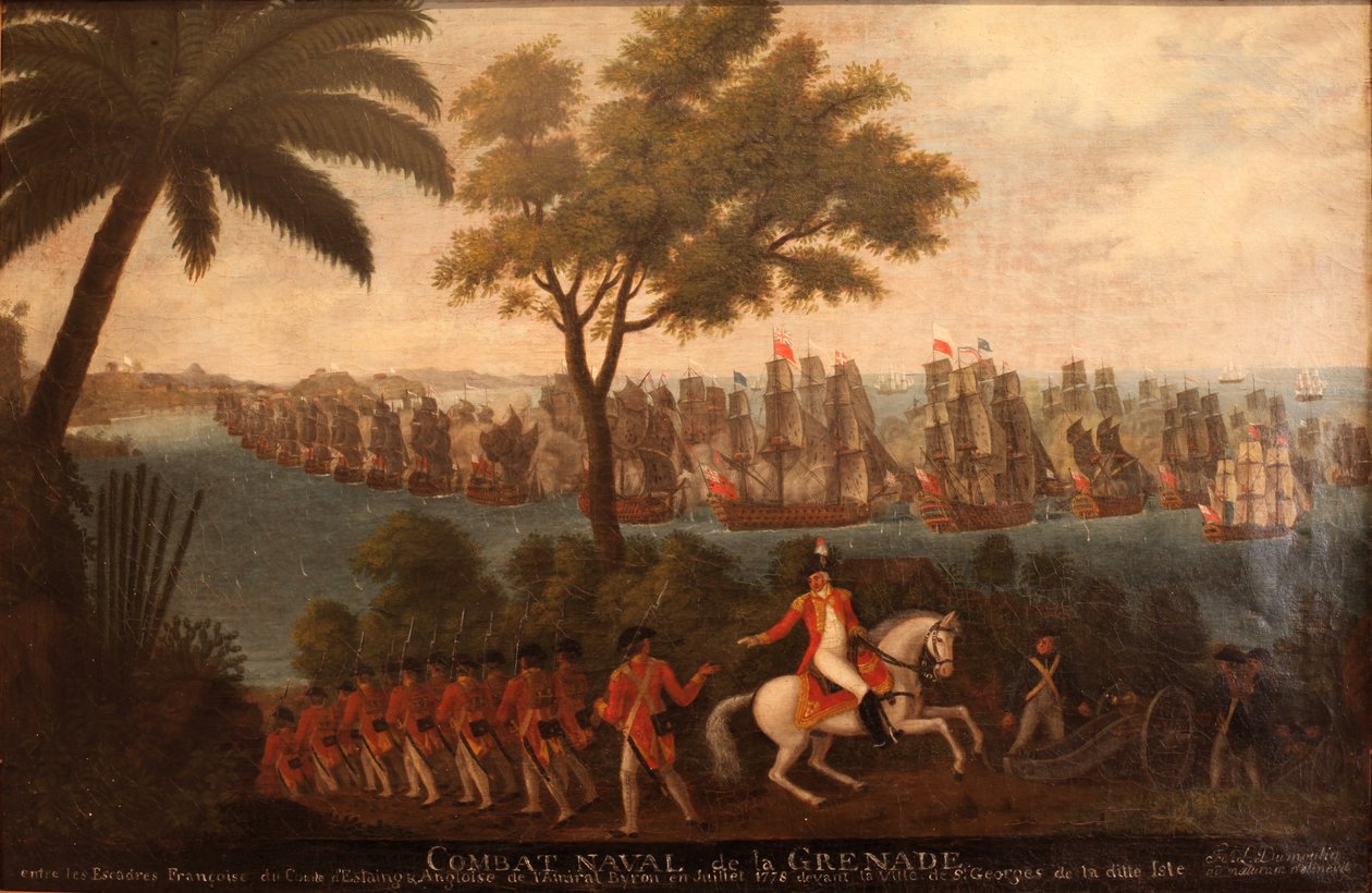 Fransız ve İngiliz filoları arasındaki Granada deniz savaşı by François Aimé Louis Dumoulin