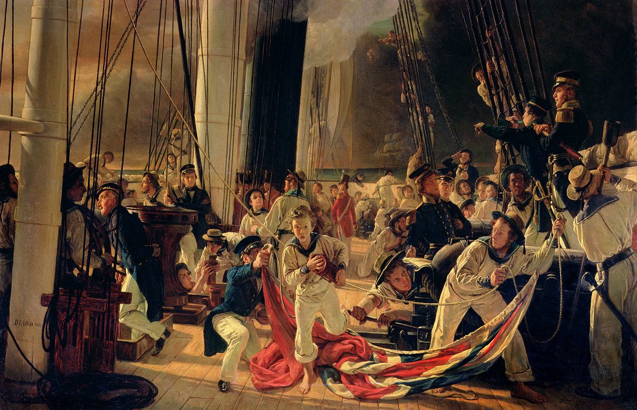 Bir deniz savaşı sırasında güvertede, 1855 by François Auguste Biard