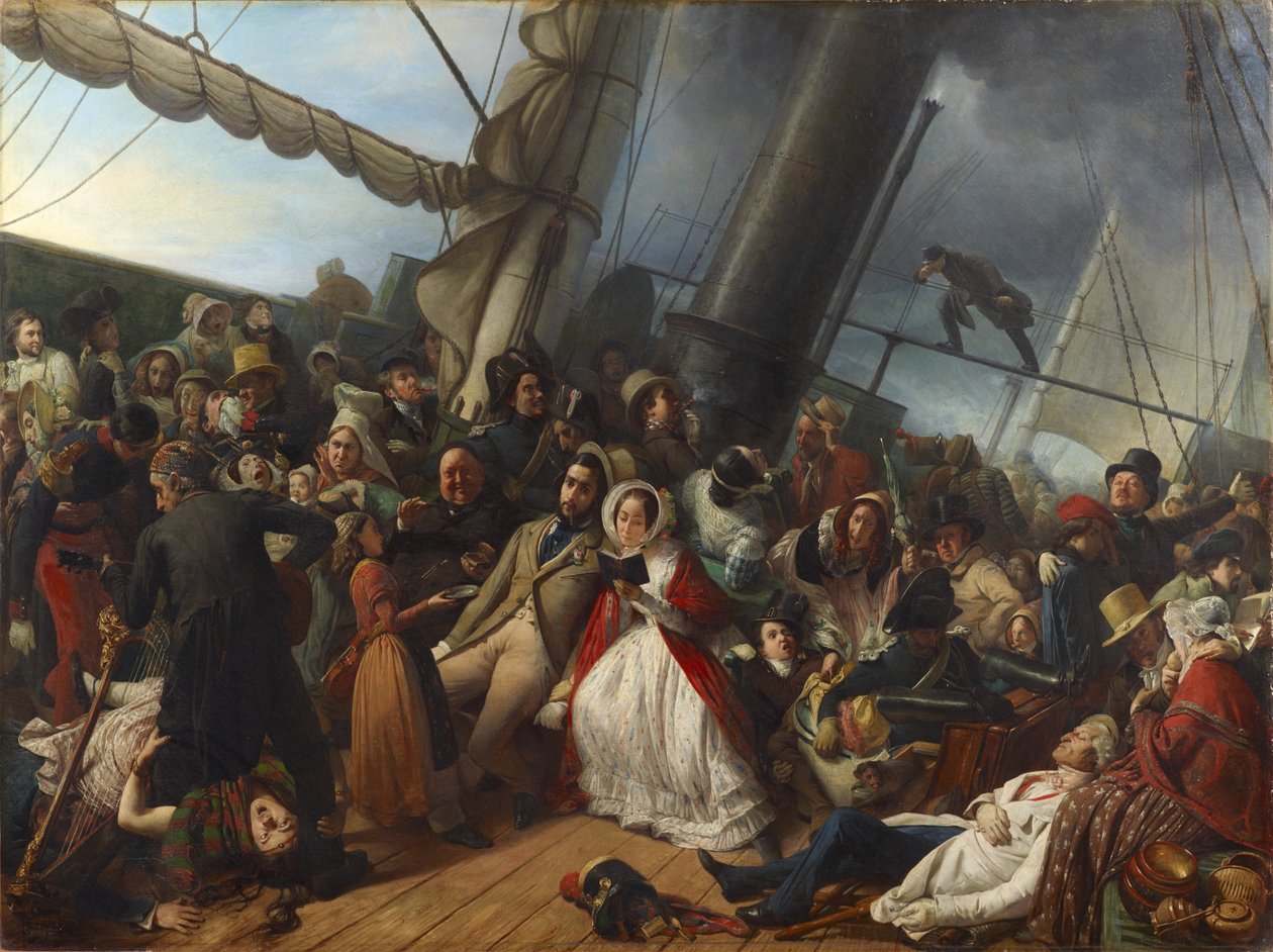 Corvette üzerinde deniz tutması by François Auguste Biard