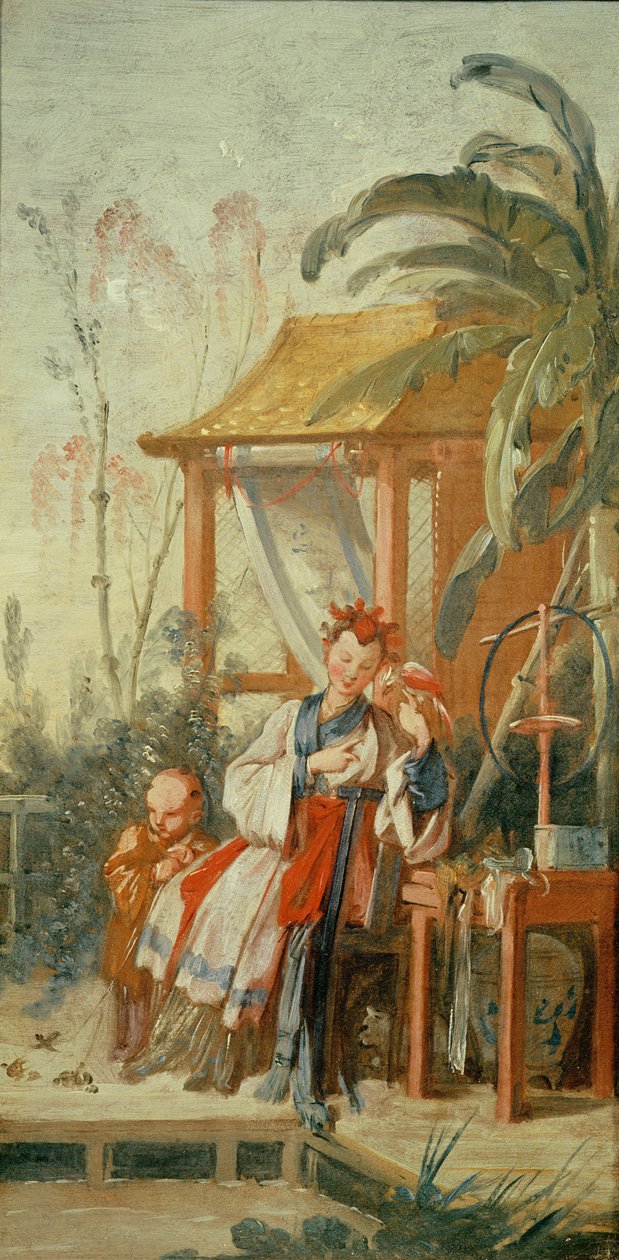 Bir Çin Bahçesi, bir goblen karikatürü için çalışma, c.1742 by François Boucher