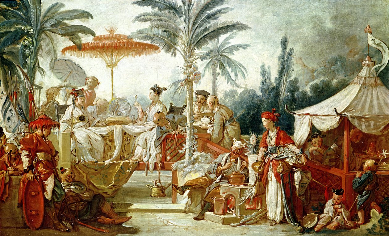 Çin İmparatoru Bayramı, bir goblen karikatürü için çalışma, c.1742 by François Boucher