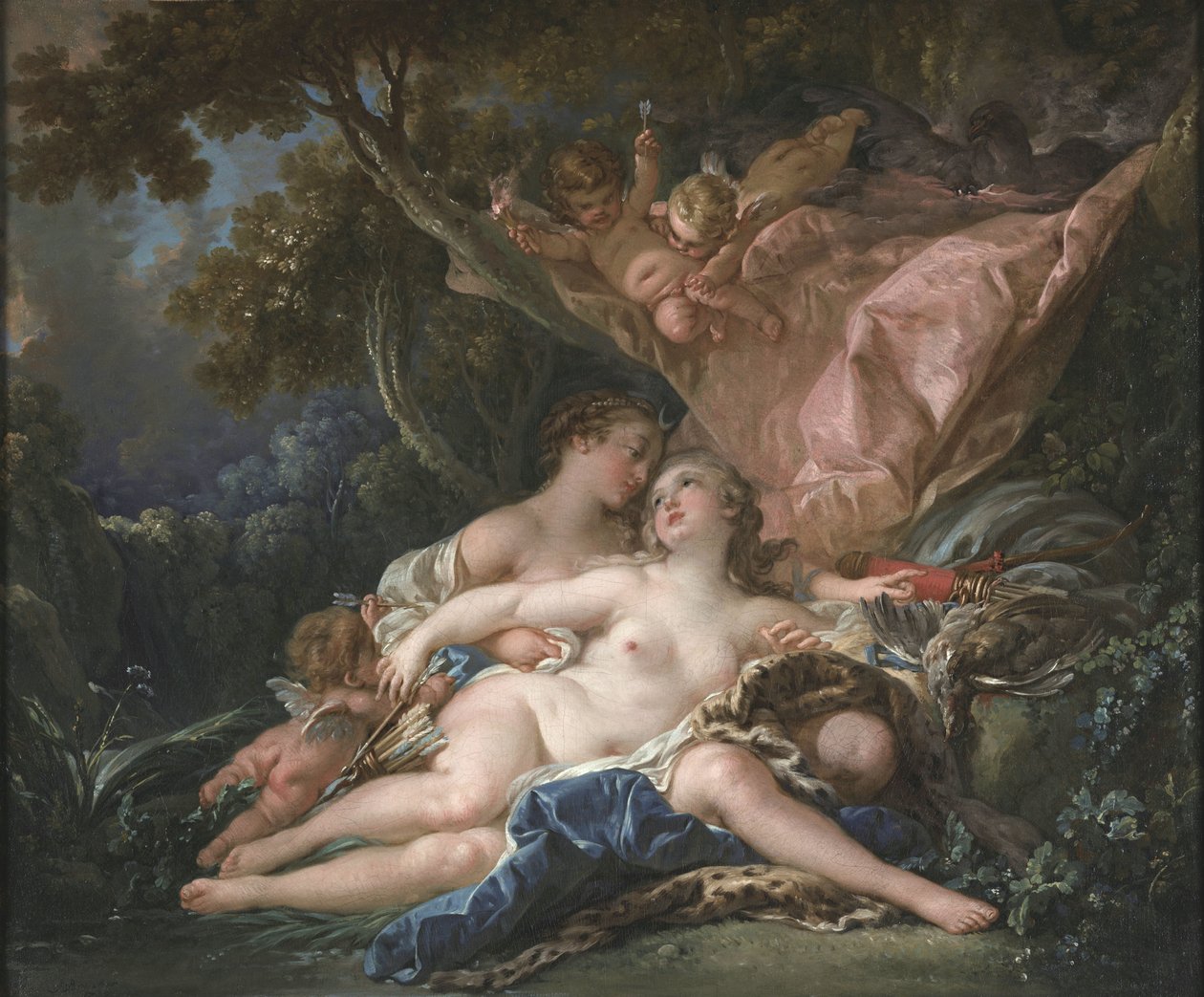 Jüpiter tarafından Diana kılığında baştan çıkarılan Peri Callisto by François Boucher