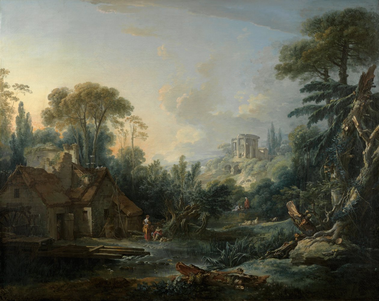 Su Değirmeni ile Peyzaj by François Boucher