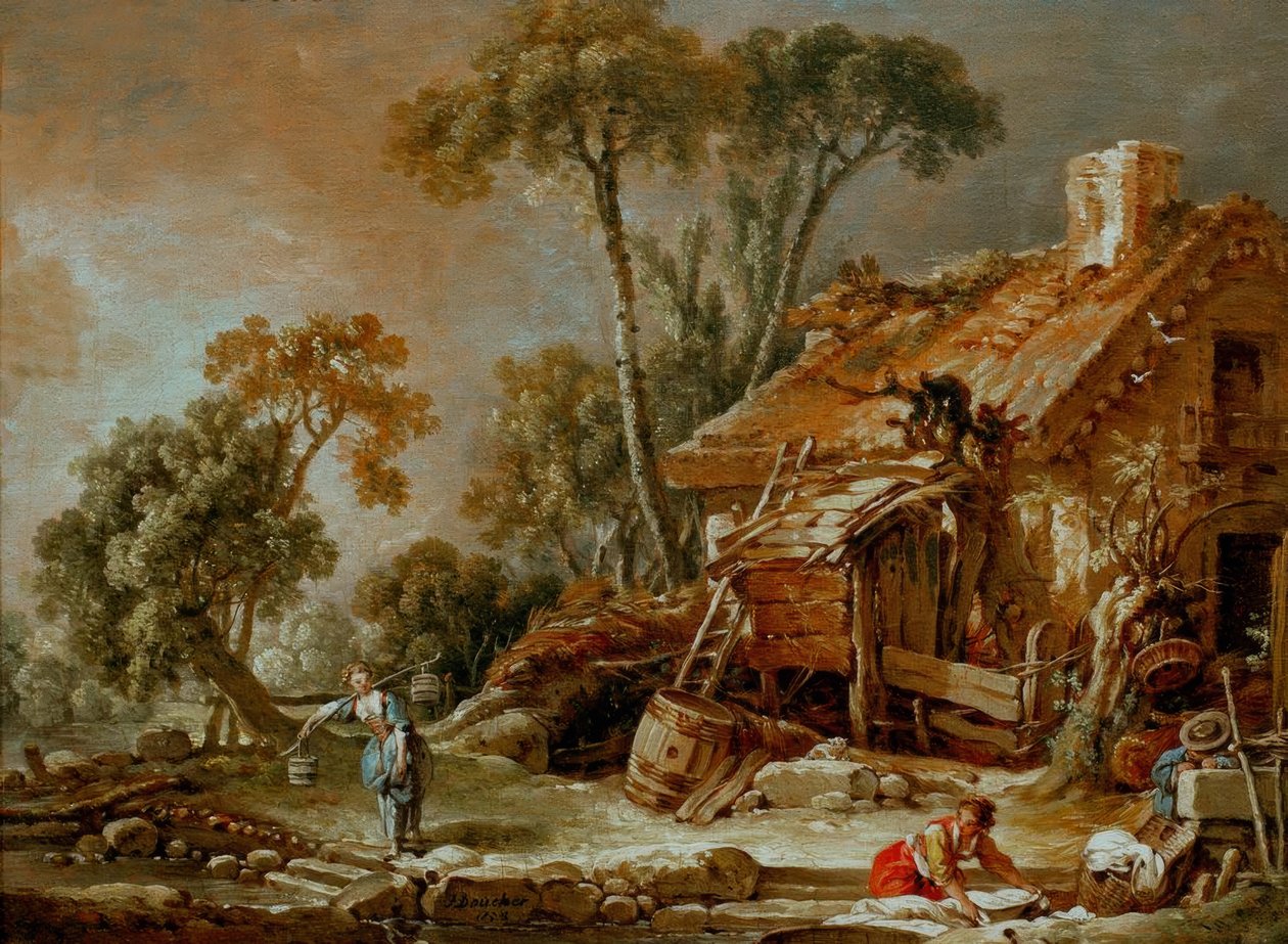 Çiftlik Evi ile Peyzaj by François Boucher
