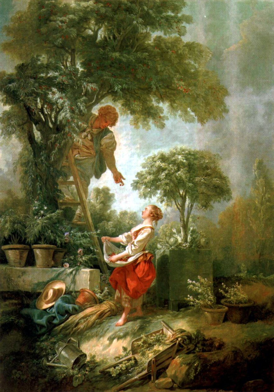 Kiraz toplayıcı ile manzara by François Boucher