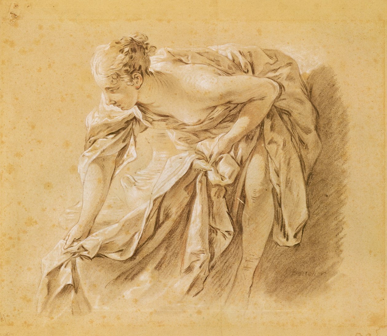 kısmen çıplak kadın banyo by François Boucher