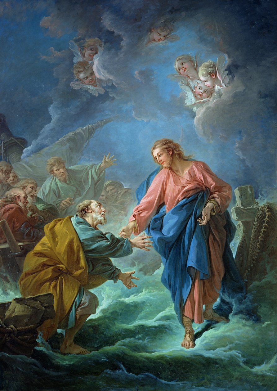 St. Peter Su Üzerinde Yürümeye Davet Edildi, 1766 by François Boucher
