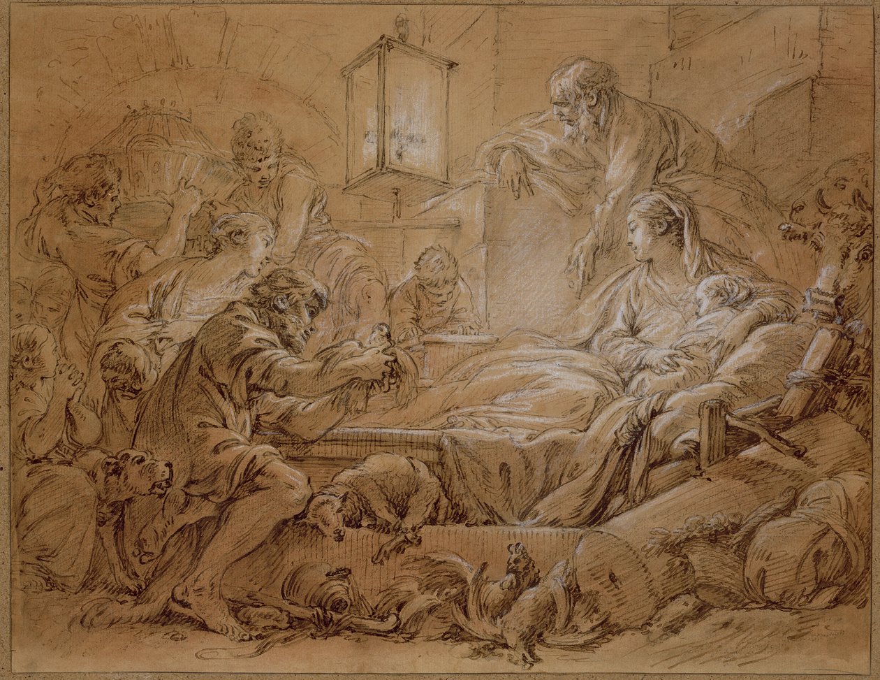 Doğuş (kağıt üzerinde beyaz ile yükseltilmiş kalem ve mürekkep yıkama) by François Boucher