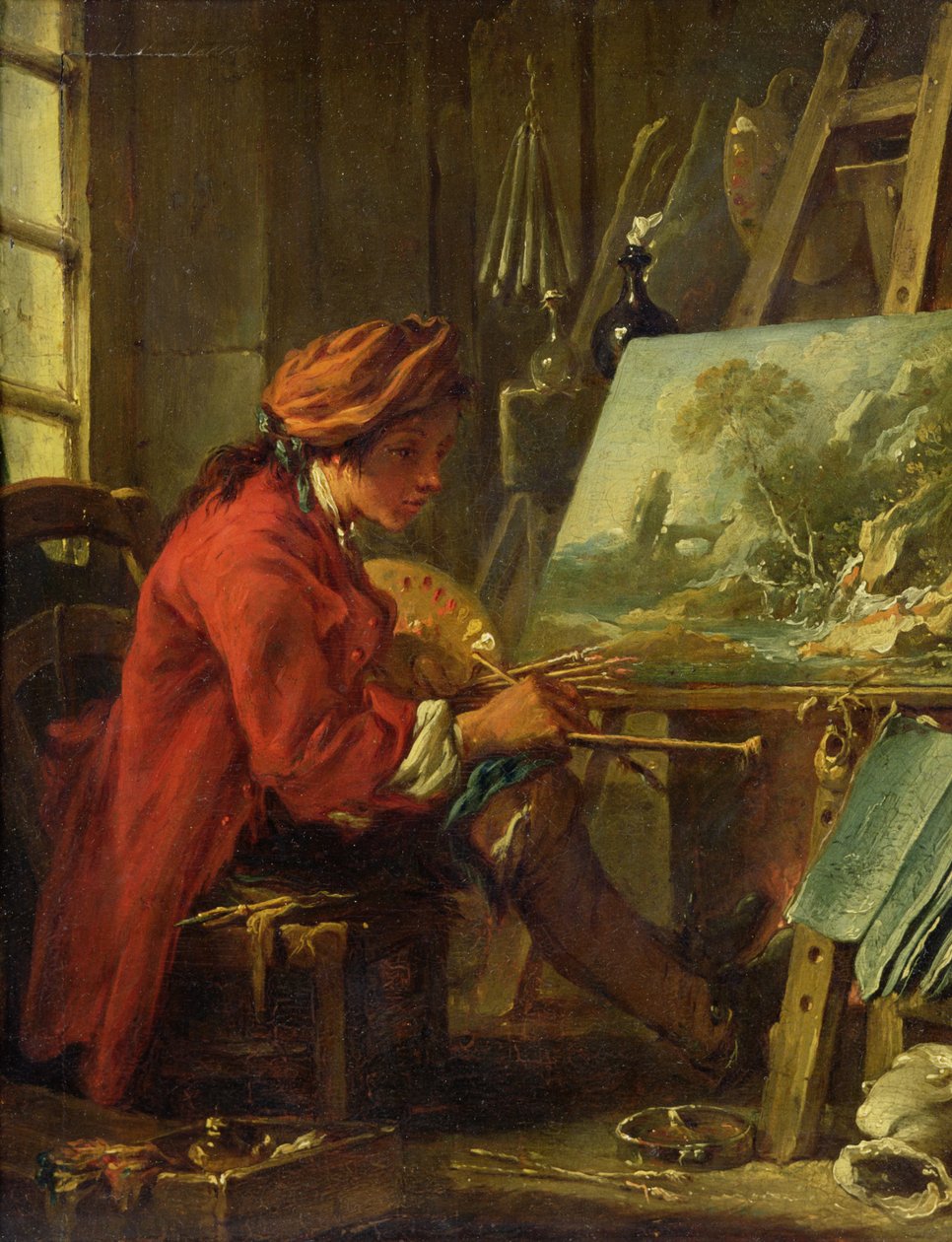 Ressam kendi atölyesinde by François Boucher