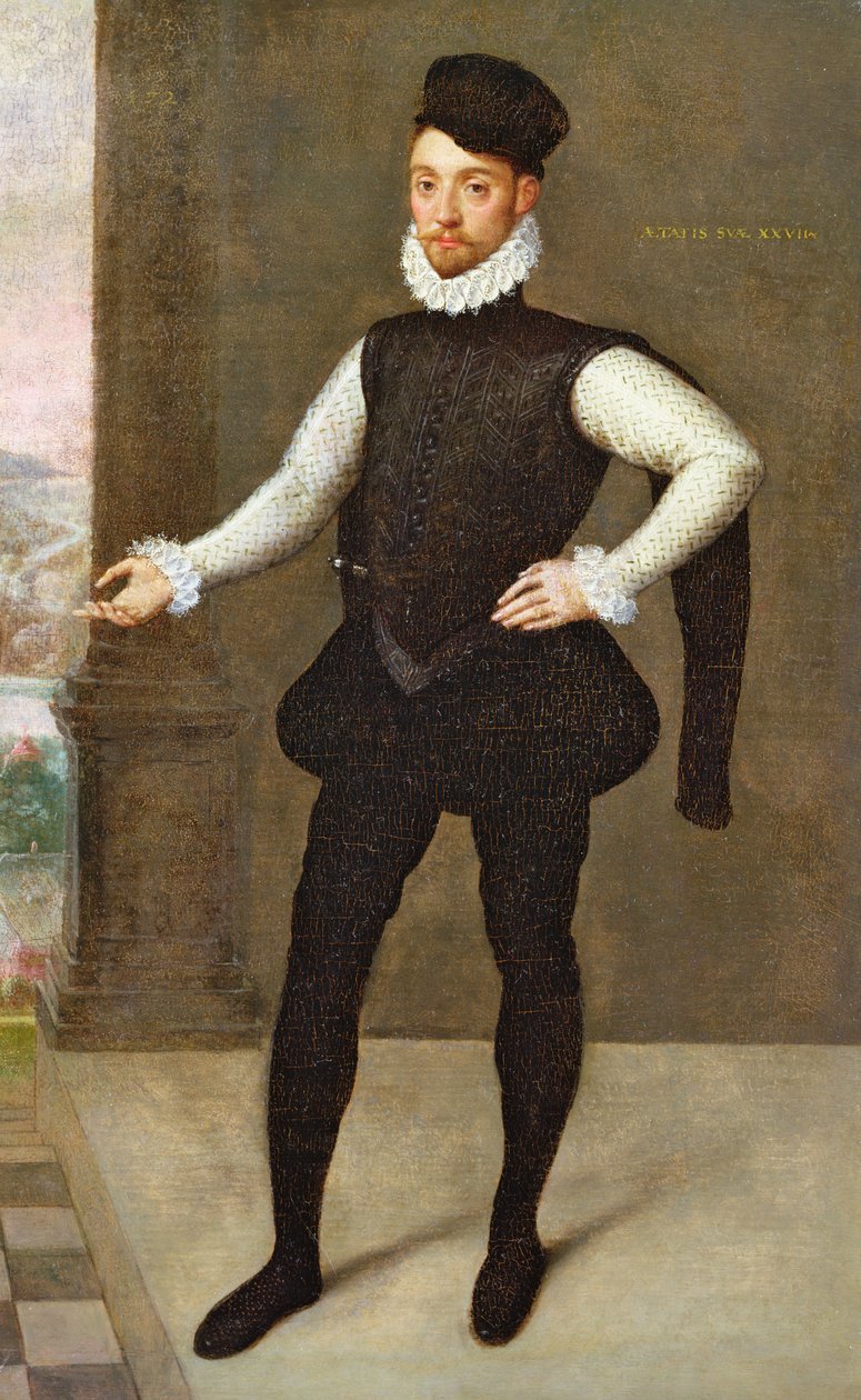 Siyah Çiftli Bir Beyefendinin Tam Boy Portresi by François Clouet
