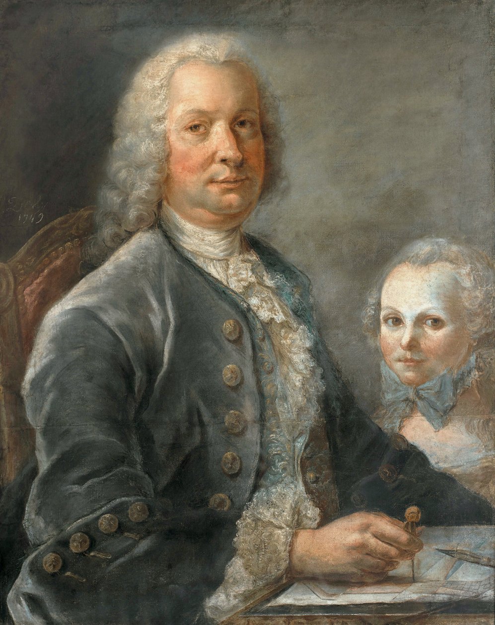 Küçük bir kızla bir mimarın portresi by François Dorly