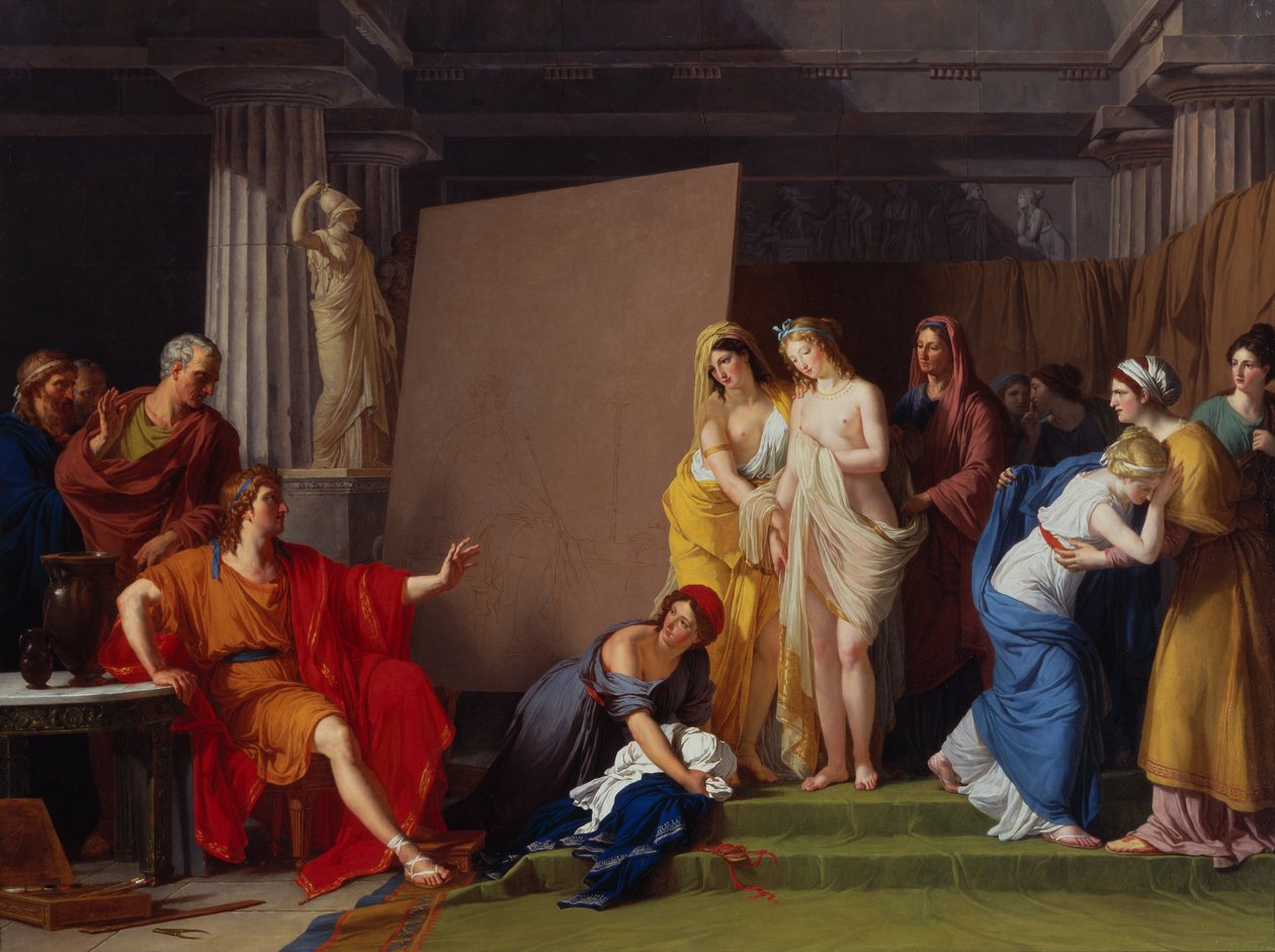 Zeuxis, Helen İmajı İçin Modellerini Crotonlu Kızlardan Seçerken by François André Vincent