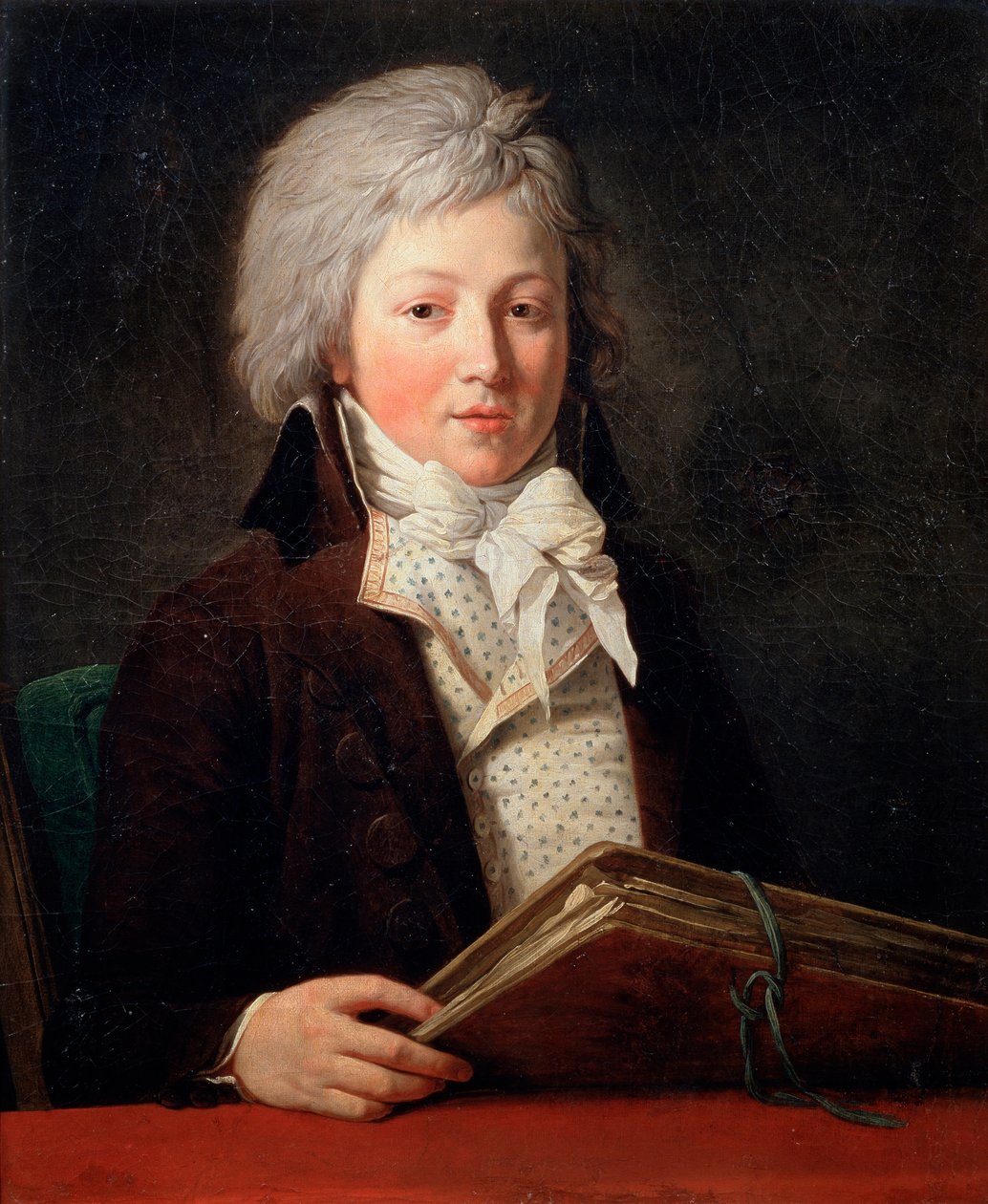 Çizimlerin olduğu bir klasör tutan genç bir adamın portresi, 1791. by François André Vincent