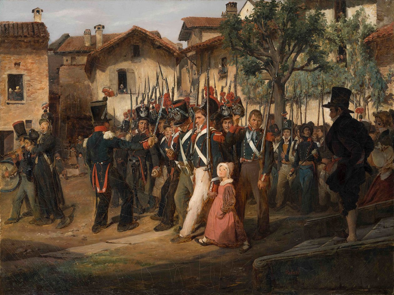 Ulusal Kampanya Muhafızları Belediye Başkanının yanından geçiyor. by François August Biard