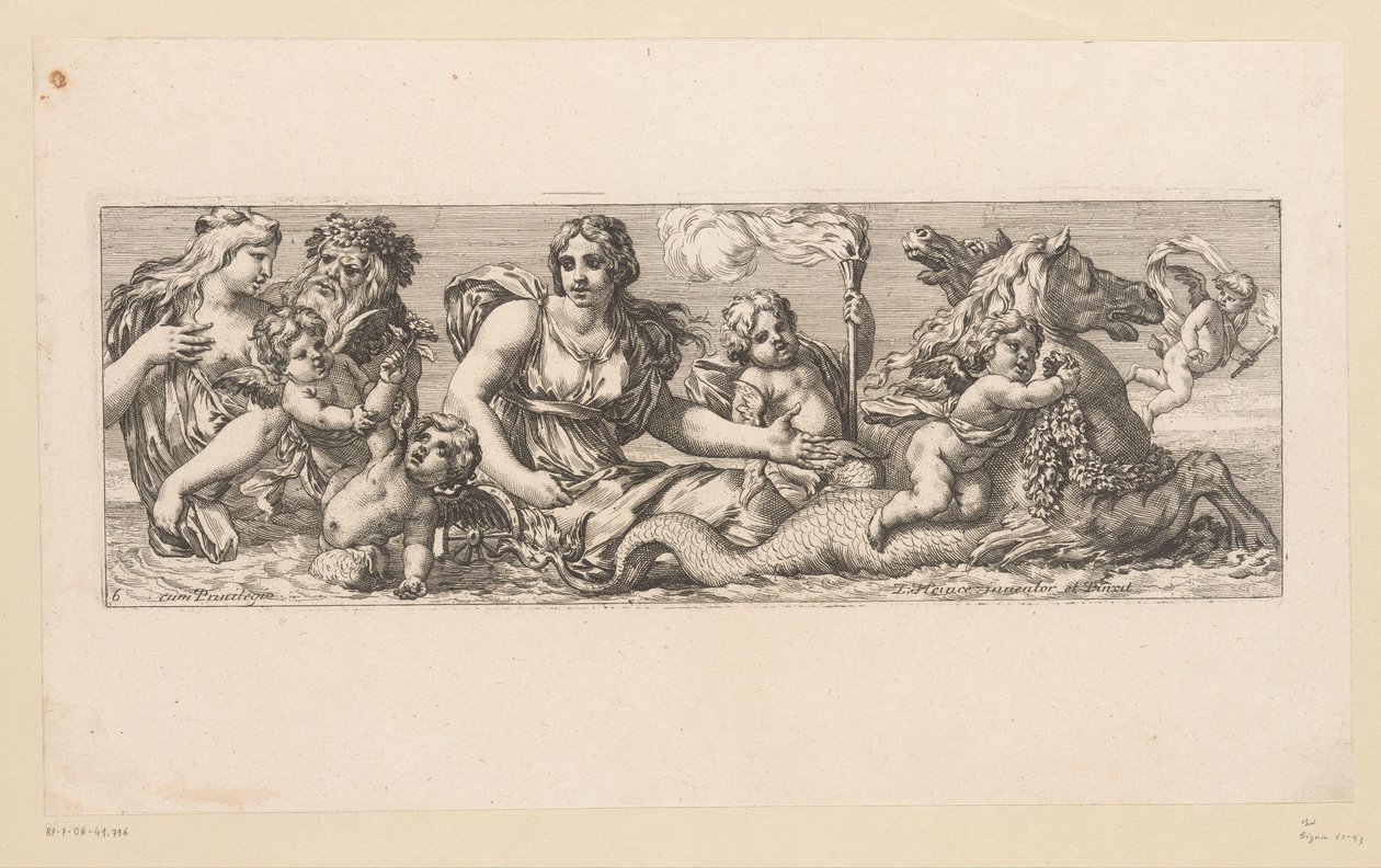 Sudaki Nereidler, Satirler ve Fantastik Canavarlar ile Aziz Catherine Suyun kenarındaki mitolojik figürler (dizi başlığı) by François Bignon (attributed to)