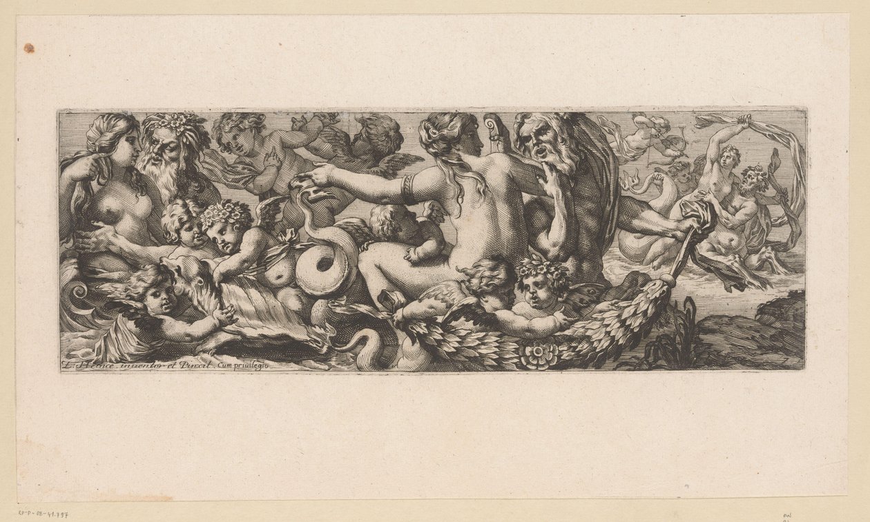Sudaki Nereidler, Satirler ve Putti Mitolojik Figürleri ile Met Galatea'nın Zaferi (dizi başlığı) by François Bignon (attributed to)