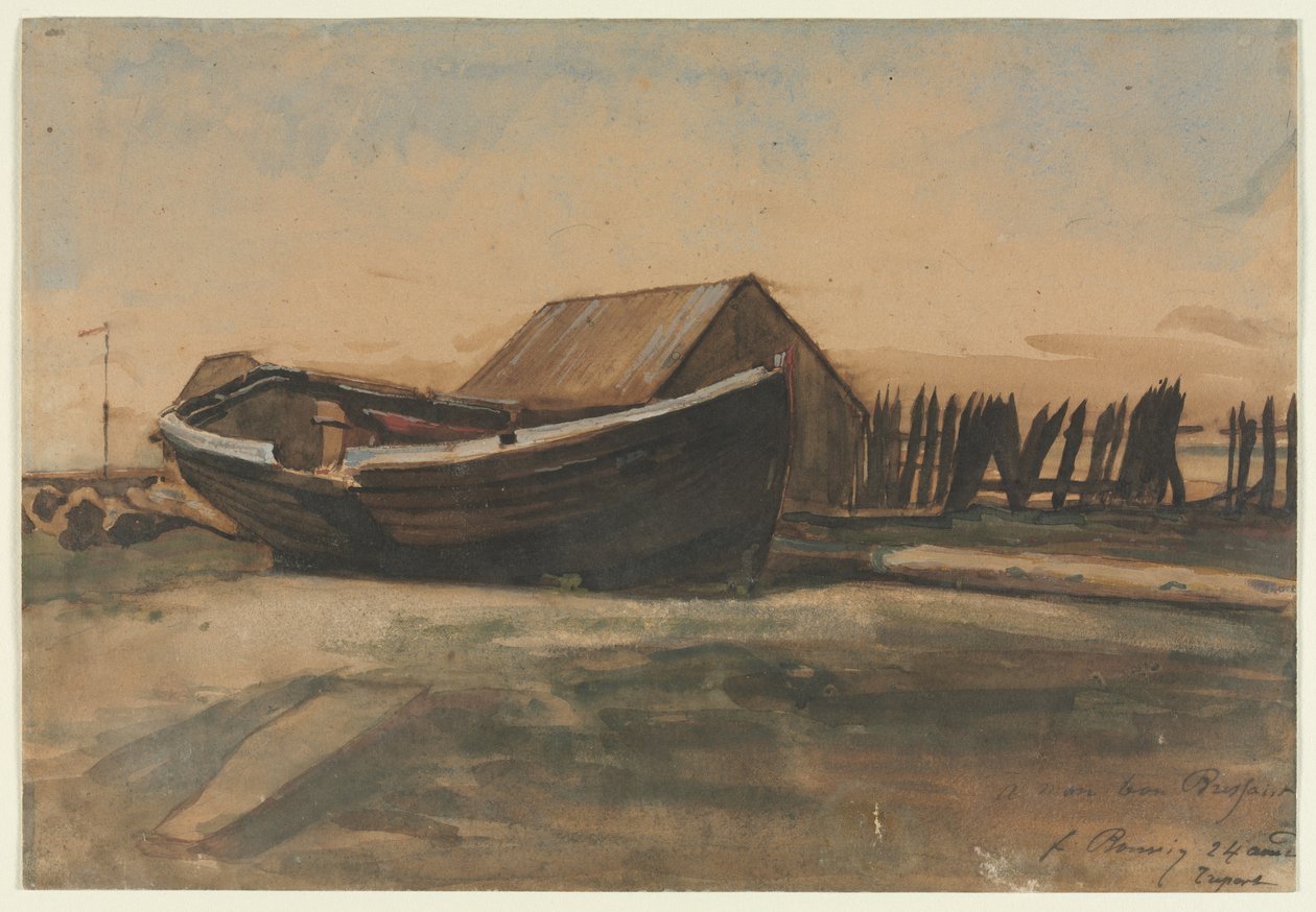 Sahilde Tekne, Le Treport, 1854. by François Bonvin