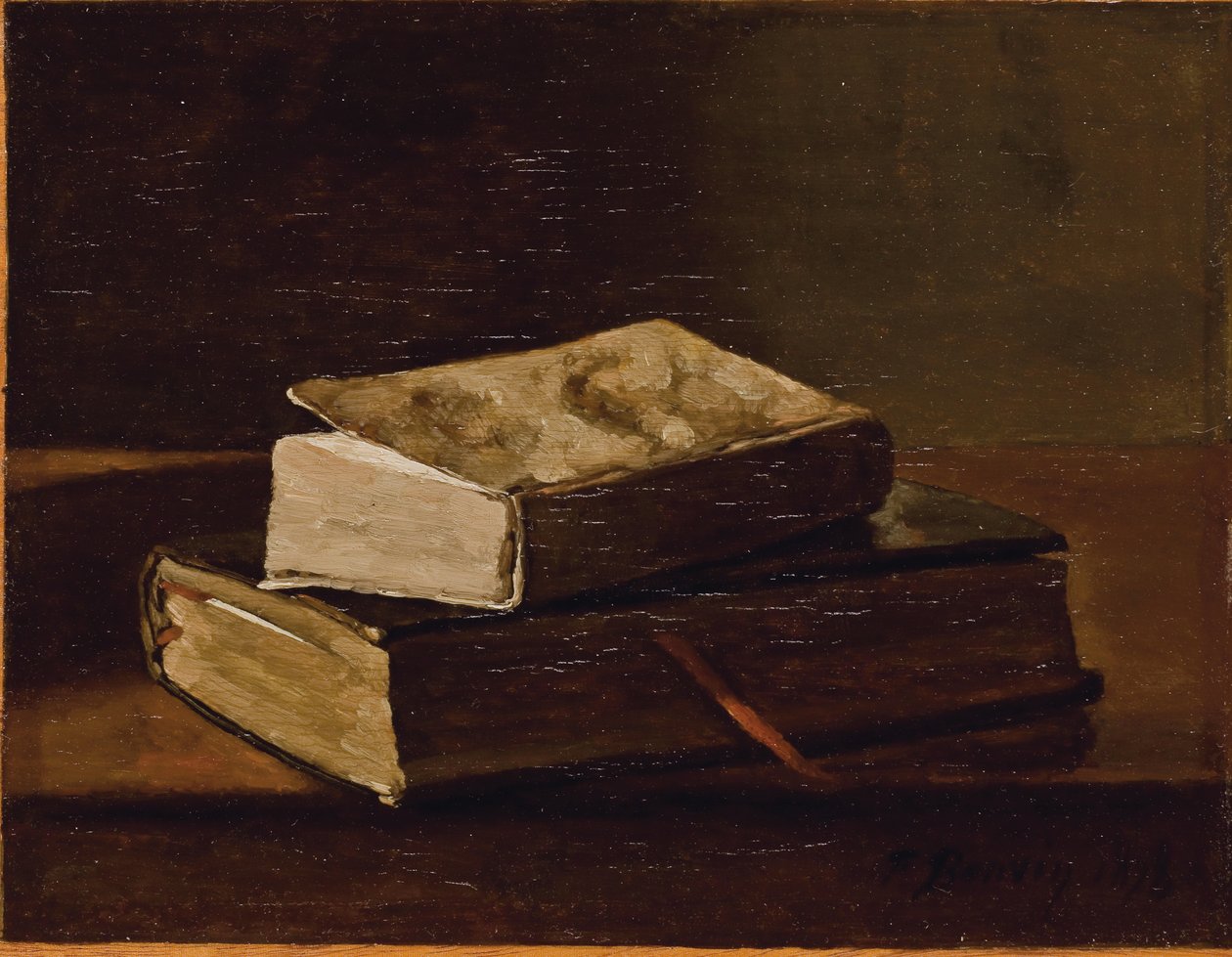 İki kitaplı natürmort, 1858 by François Bonvin