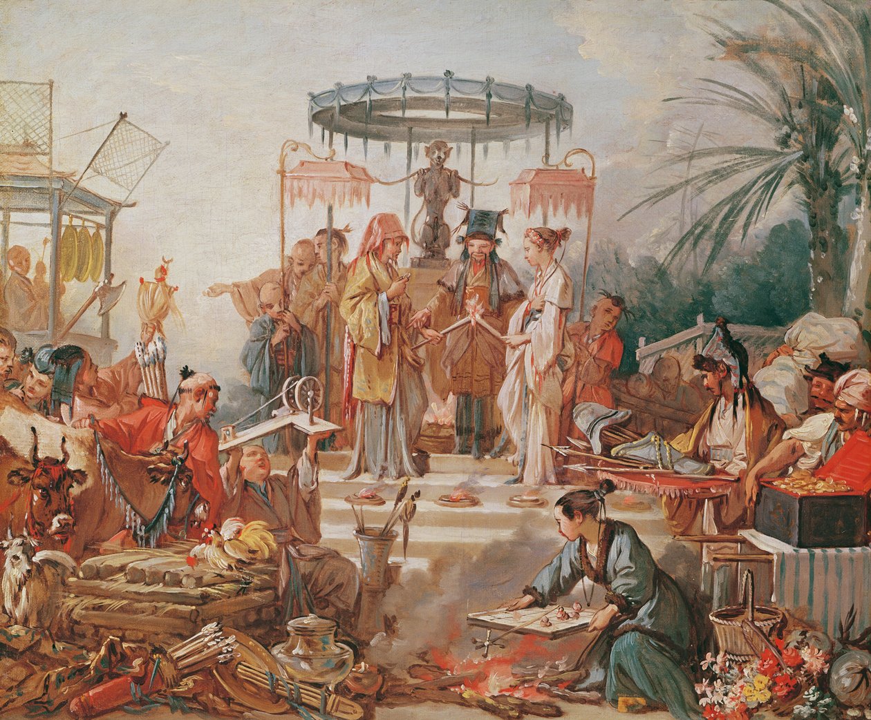 Bir Çin Evliliği, bir goblen karikatürü için çalışma, c.1742 by François Boucher