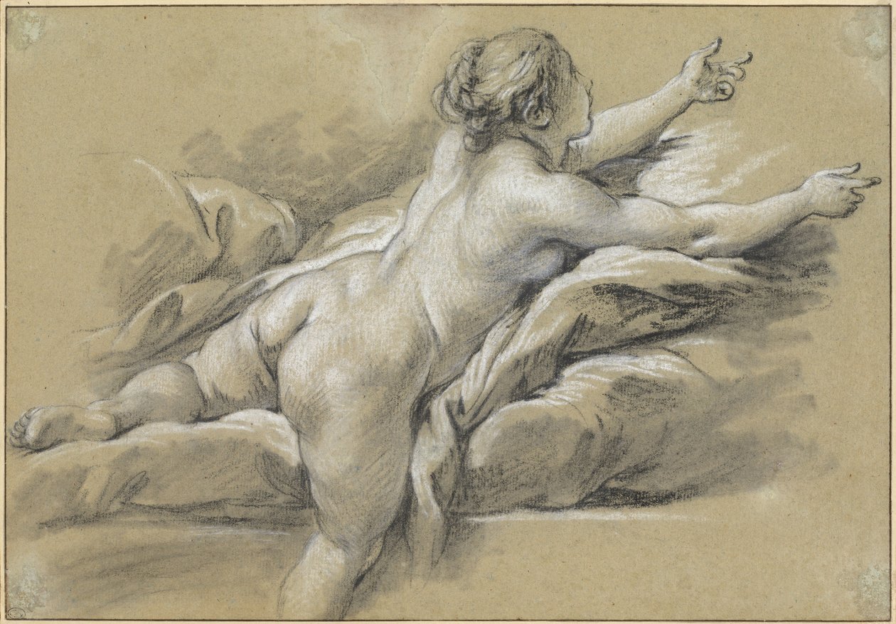 Sağa Uzanan Çıplak Bir Kadın by François Boucher