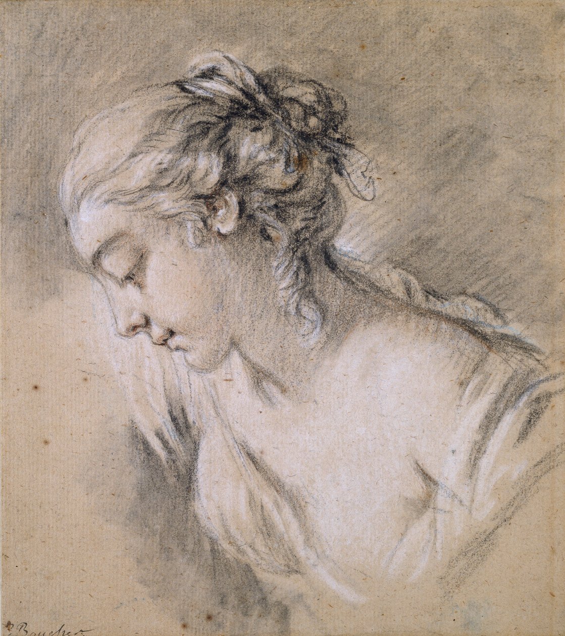 Profilden bir Kız Büstü, 18. yüzyılın ortalarından sola by François Boucher