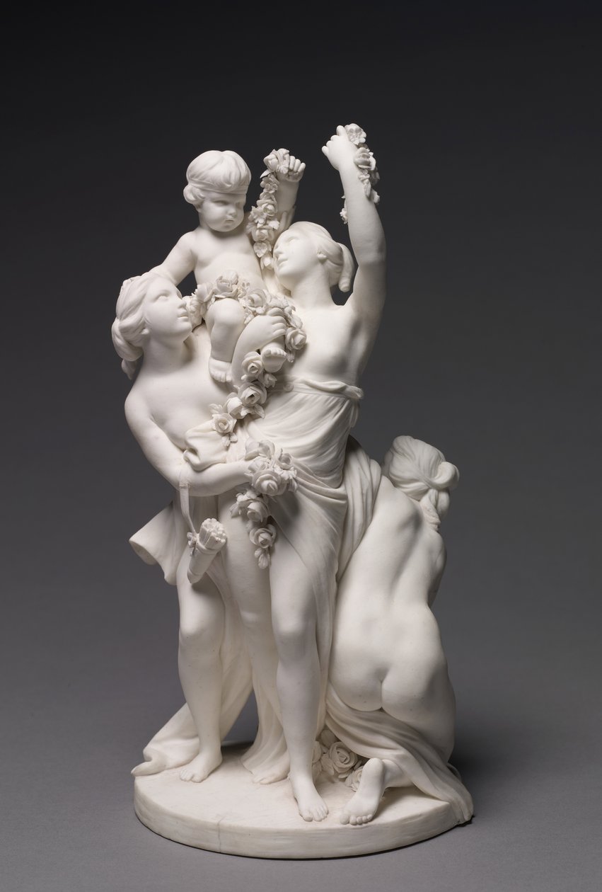 Sevr Fabrikası tarafından üretilen Üç Güzelin Taşıdığı Aşk Figürü, 1768 by François Boucher