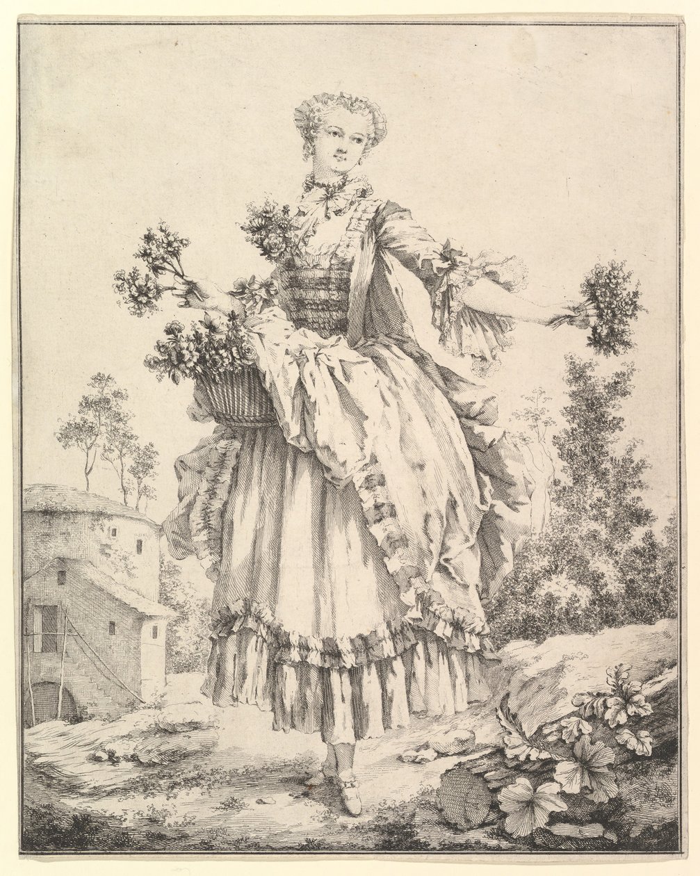 Çiçek Kız, 18. yüzyıl. by François Boucher