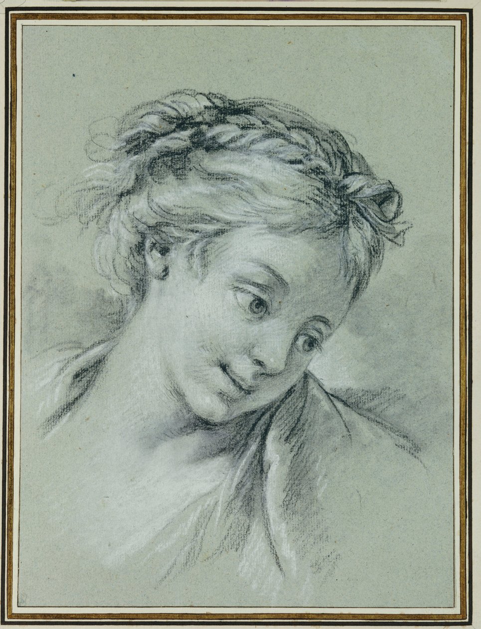 Sağa bakan bir kızın başı by François Boucher