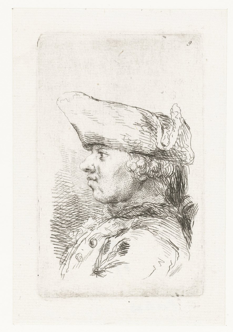 Tricorne ile adam başkanı Küçük tür parçaları ve başlıklar takımı (seri başlığı) by François Boucher