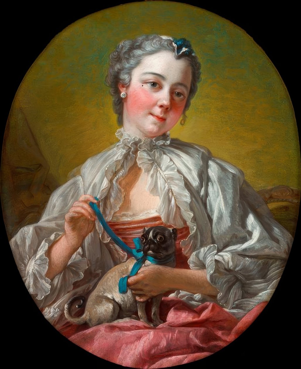 Pug olan kadın by François Boucher