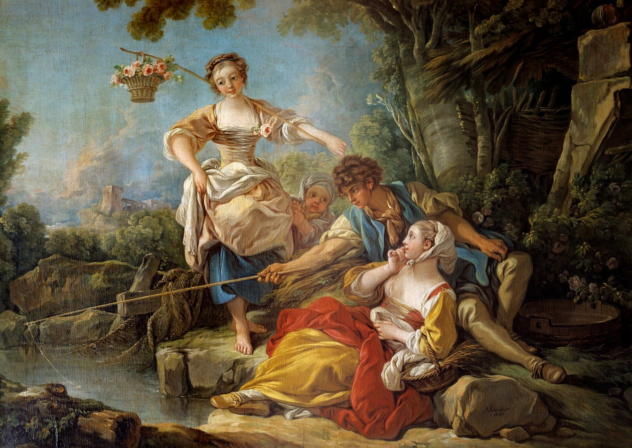 Olta balıkçılığı resmi Francois Boucher (1703-1770) 1767 Sun. 1.5x1.8m by François Boucher
