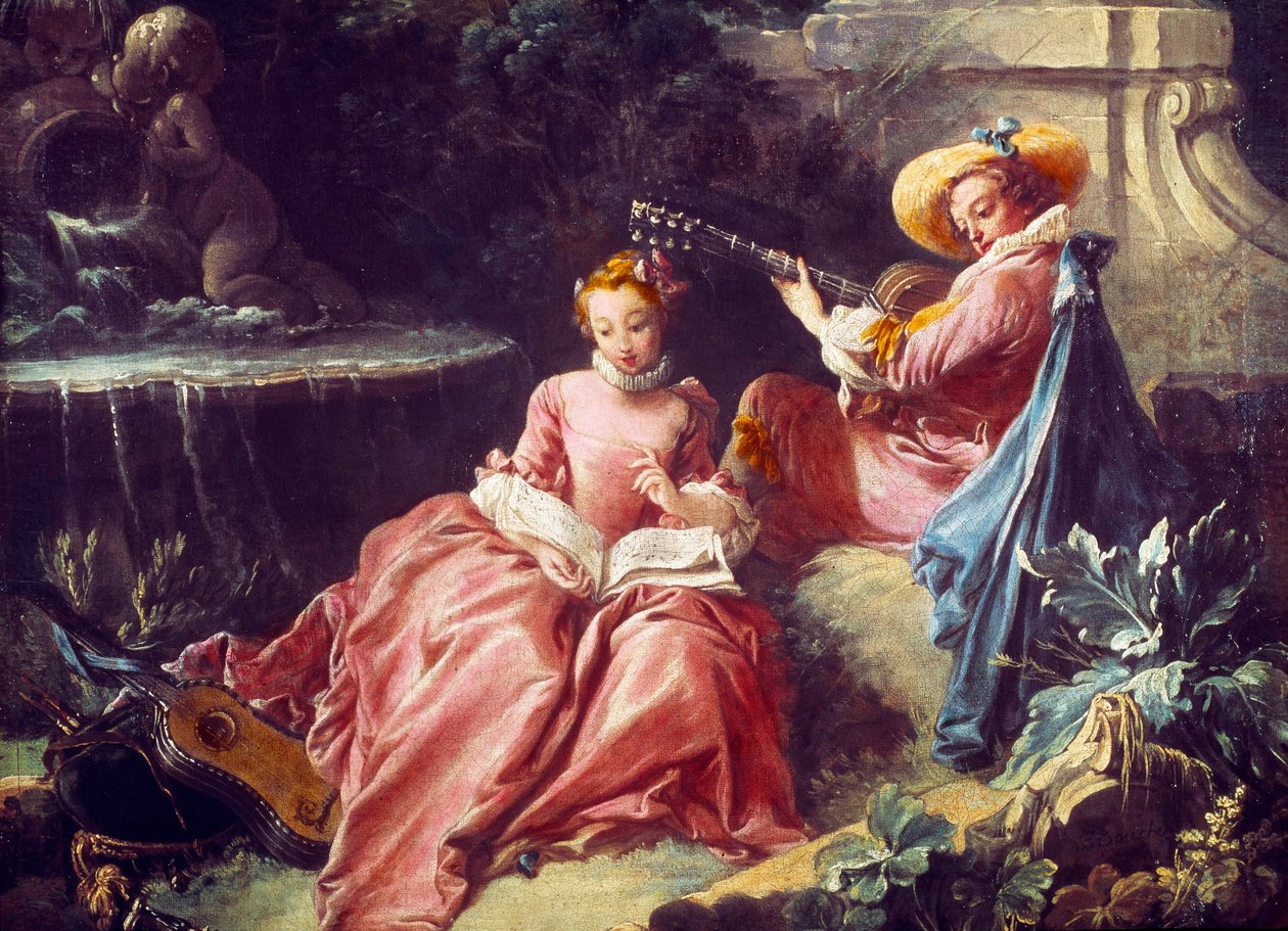 Francois Boucher (1703-1770) tarafından müzik dersi Resim. 18. yüzyıl. Paris. Konyak Jay Müzesi by François Boucher
