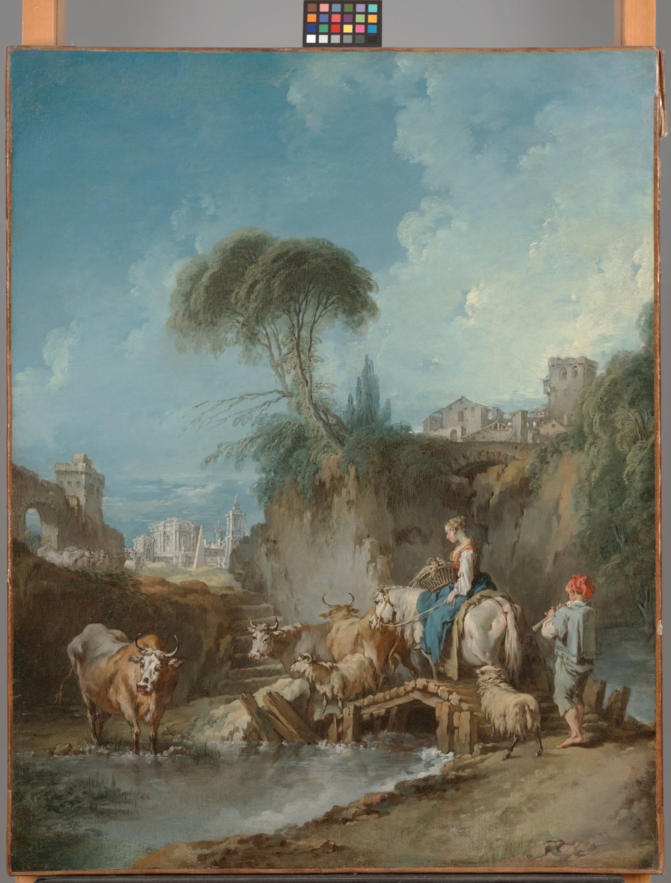 Uzak Binalar ve Bir Çoban ile Manzara by François Boucher