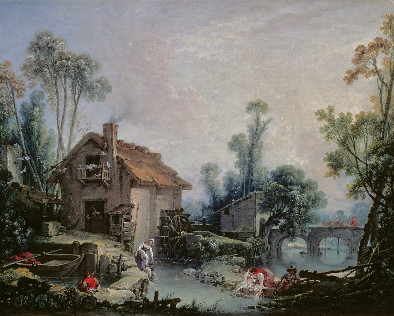 Su Değirmeni ile Manzara, 1755 by François Boucher