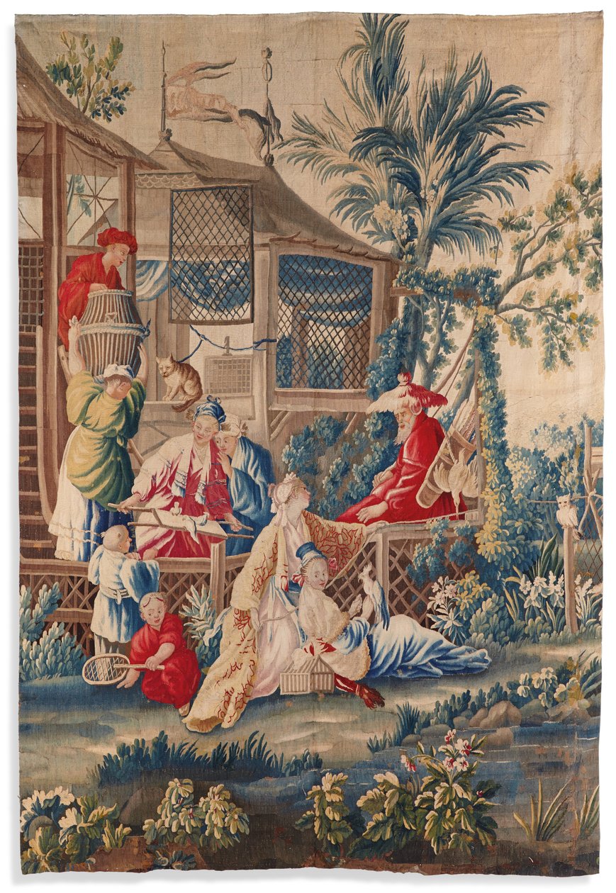 Louis XVI goblen "aux Chinoiserie", Aubusson, 18. yüzyılın son çeyreği by François Boucher