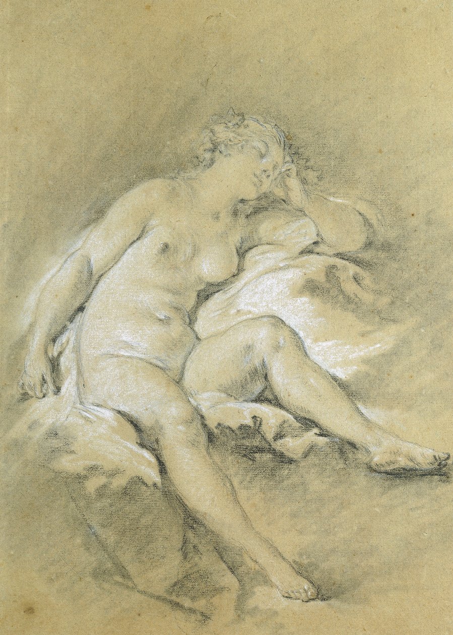 Oturan, Uyuyan Çıplak Genç Kadın; Genç Bir Kadın Denudee ve Oturan, Uyuyan, by François Boucher